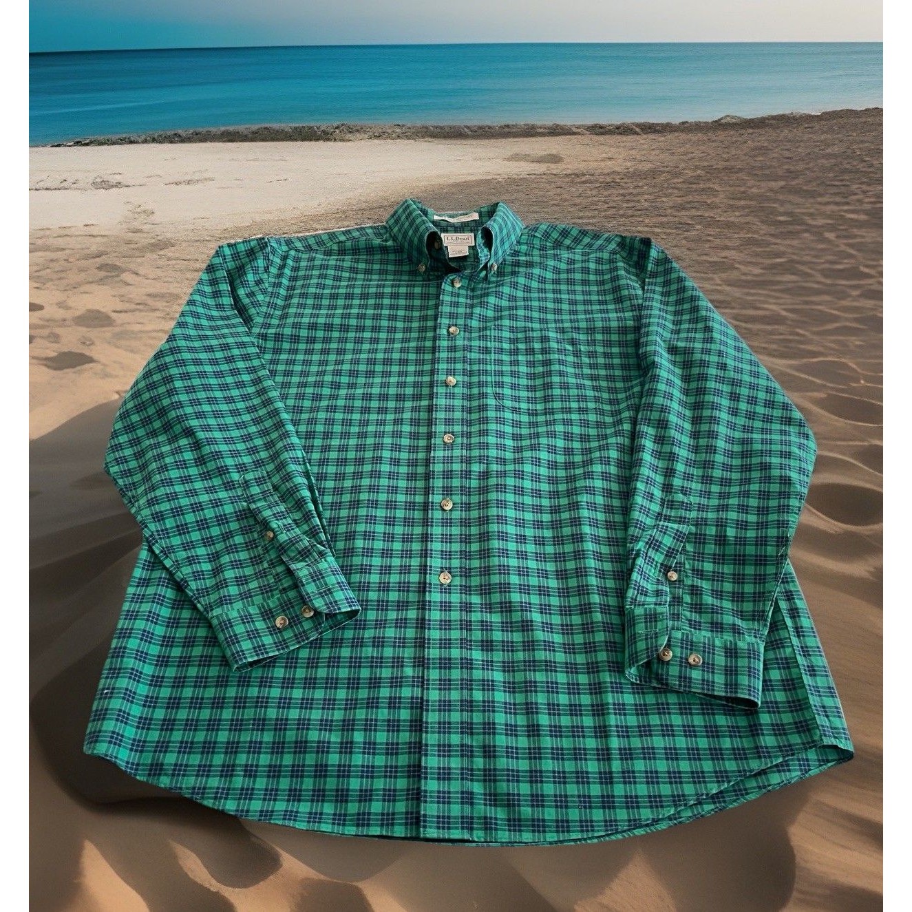 Ll Bean Wrinkle Resistant Traditional Fit Shirt Check Item 218573 Men Large-Reg